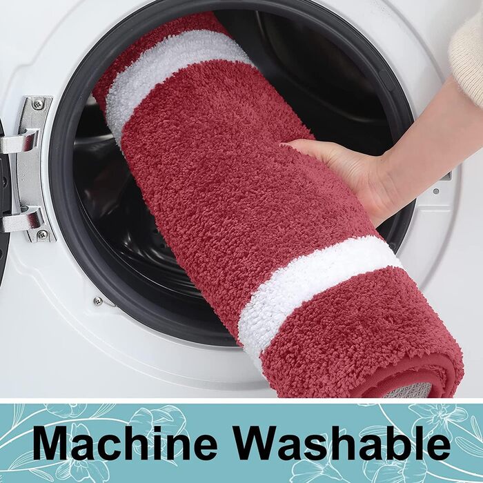 Набір килимків для ванної кімнати Homaxy: антиковзаючі, з м'якої мікрофібри, пухнасті, 2 шт. (40x60 см + 50x76 см), бордовий