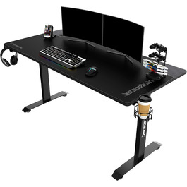 Ігровий стіл ULTRADESK Momentum, килимок розміру XXL, підставка для мобільного телефону, підстаканник, до 130 кг, чорний, 152.5x70 см