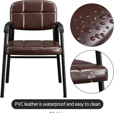 Крісла для вітальні Yaheetech - 4 шт. з підлокітниками та спинкою, штучна шкіра, коричневі, 58x60x85 см