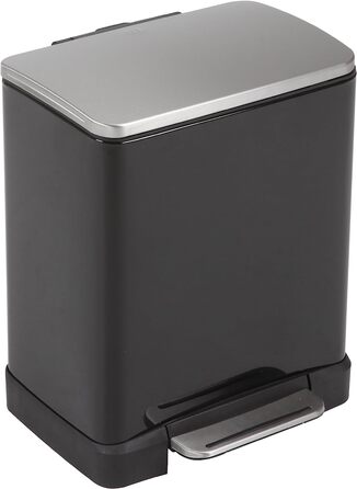 Металевий кошик для сміття EKO E-Cube 20L (32 x 36.6 x 44.5 см, система амортизації, без відбитків пальців, залишайся відкритою, фіксація мішків для сміття), матовий чорний 20L матовий чорний