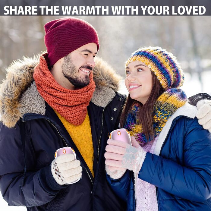 Електричний грієчка для рук 5000mAh 2 шт. - багаторазовий кишеньковий грієчка для активного відпочинку, зимовий подарунок для дітей, жінок та чоловіків, рожевий