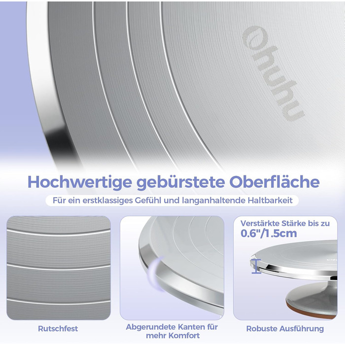 Ohuhu Поворотна платформа для тортів, 30 см, алюмінієвий сплав, з 2 шпателями та 3 скребками для декорування та випікання, подарунок для кондитерів, срібна