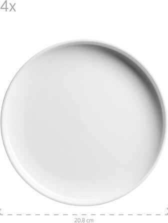 Серії Vada, сучасний набір тарілок для 4 осіб у надійній гастрономічній якості, обідній сервіз із 12 предметів у скандинавському дизайні, міцна порцеляна, глянцевий білий