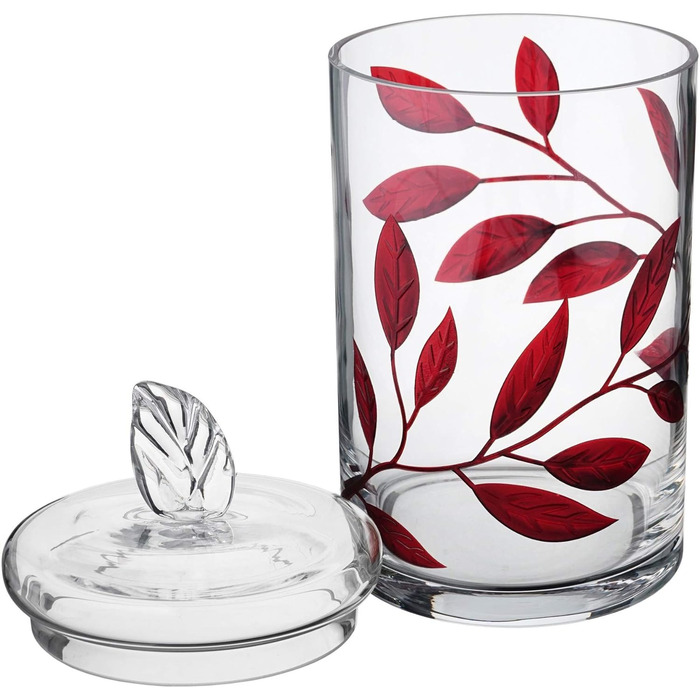 Декоративна скляна банка з кришкою - вітрина для харчових цукерок - 29 см (червона)