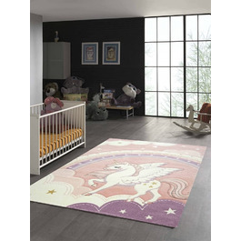 Килим HOME24 дитячий килим для спальні Єдиноріг Веселка кремово-рожевий Розмір (160x230 см)