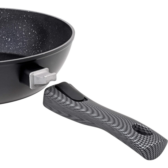 Сковорода алюмінієва 28 см, зі знімною ручкою, кришкою та лопаткою з кришкою та лопаткою