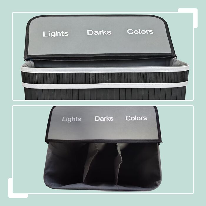 Кошик для білизни Relaxdays з бамбука з 3 відділеннями