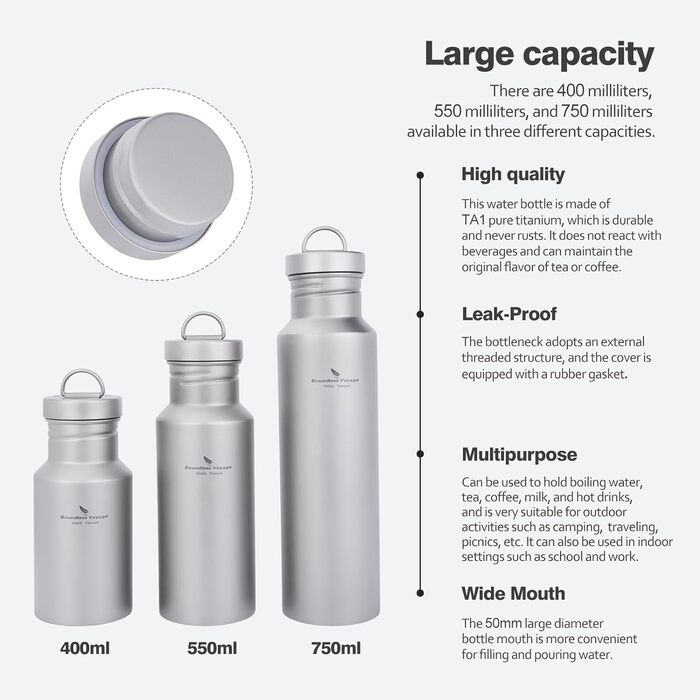 Титанова пляшка для води 550 мл iBasingo