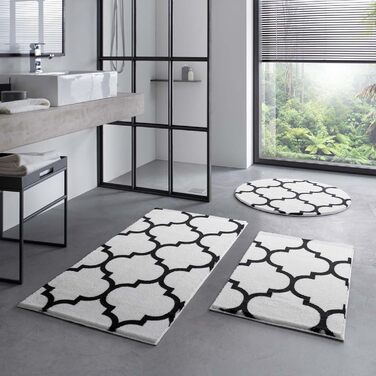 Килимок для ванної Taracarpet Florentiner, біло-чорний, 120x170 см, машинне прання
