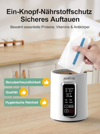 Підігрівач для пляшечок KOSTTE - універсальний, для грудного молока та суміші (білий + чорний)