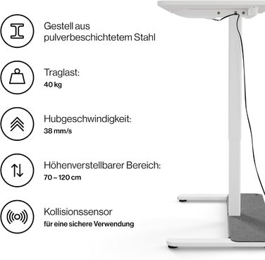 Письмовий стіл Yaasa One Standing Desk, 951 см, білий, невеликий практичний стіл поміщається в кожному кутку, гарантія 5 років, електричний стіл для домашнього офісу з регулюванням висоти, стіл з регулюванням висоти Offwhite