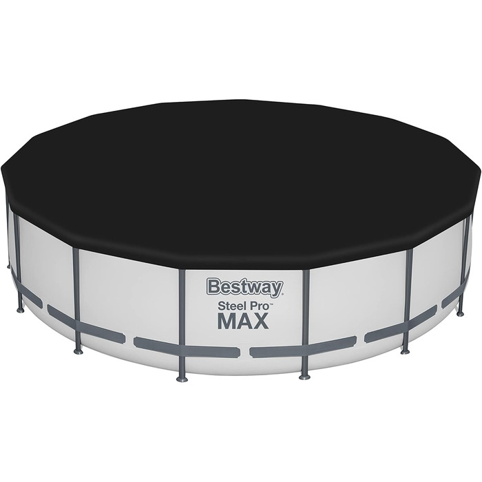 Каркасний басейн Bestway Steel Pro MAX Повний комплект з фільтруючим насосом Ø 457 x 107 см, світло-сірий, круглий