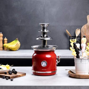 Шоколадний фонтан Cecotec Chocolicious, 90 Вт, ретро-дизайн, сталевий корпус, 3 каскади, знімні деталі, придатні для миття в посудомийній машині