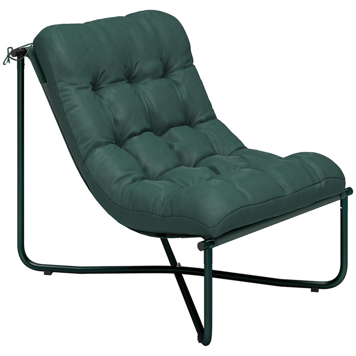 Крісло для саду з подушкою, з дихаючою сіткою, сталевий каркас для саду та тераси, розмір 76 x 92 x 76 см, темно-зелене