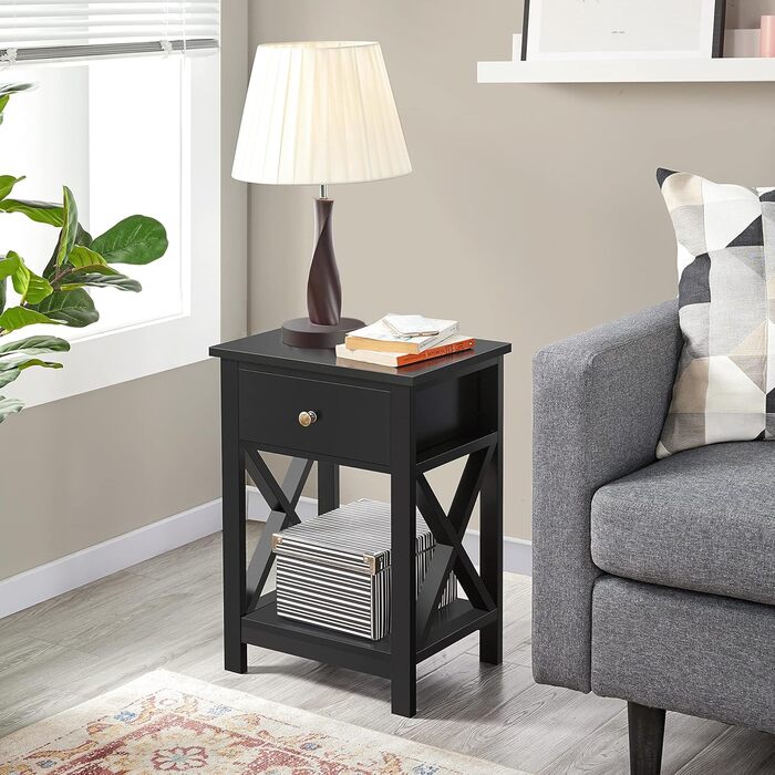 Журнальний столик Yaheetech з шухлядою та полицею, білий, для вітальні та спальні, скандинавський стиль