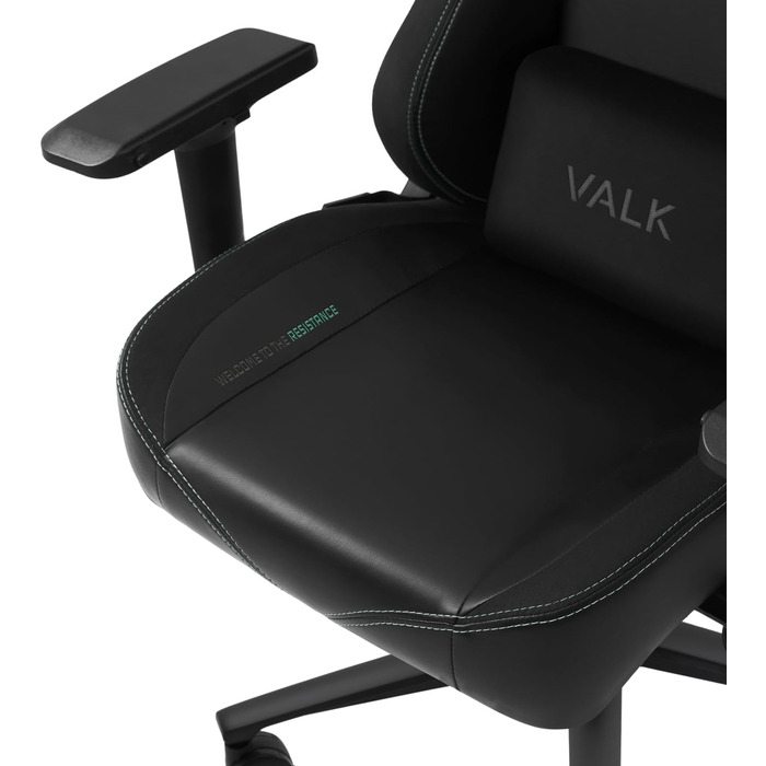 Крісло VALK Freya для геймерів та офісу: регульоване, з підлокітниками 4D, підставкою для голови та попереку, чорне, з екошкіри