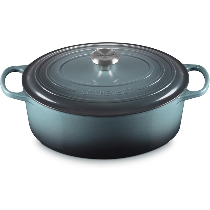 Le Creuset Signature Братер з чавуну з кришкою, овальний, 31 см, 8.9 л, для всіх типів плит, включаючи індукційну, вишневий