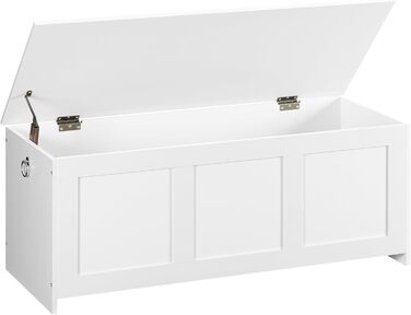 HOOBRO Лавка з ящиком для іграшок, 100 см, білий та натуральний колір дерева, з безпечним шарніром, для дому