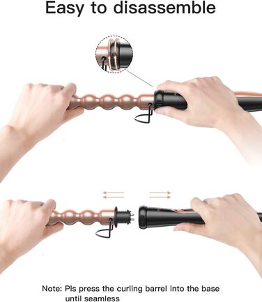 BESTOPE PRO 6-в-1 Локкенштаб: Великі та малі локони, різні насадки, регулювання температури, рукавички (Рожеве золото)