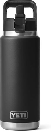 Термос YETI Rambler з кришкою-соломинкою, чорний, 769 мл