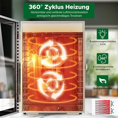 Електрична сушарка для продуктів Kwasyo з нержавіючої сталі, 12 ярусів, 30-90°C, таймер 24 год