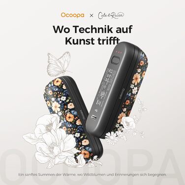 OCOOPA Грілки для рук UT2S Mini, 5200mAh, 2 шт. - Магнітні електричні грілки для рук, багаторазові, для кемпінгу та активного відпочинку, подарунок для жінок та чоловіків (Жовта квітка)