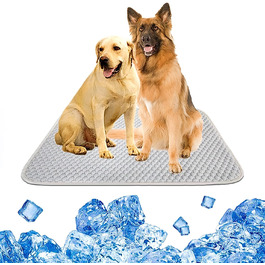 Охолоджуюча ковдра для собак, що Самоохолоджується, літнє ліжко для собак з нетоксичного матеріалу з крижаного шовку, охолоджуючий килимок для собак, зручний водонепроникний охолоджуючий холодний килимок для домашніх тварин (XL 70 * 55 см, сірий)