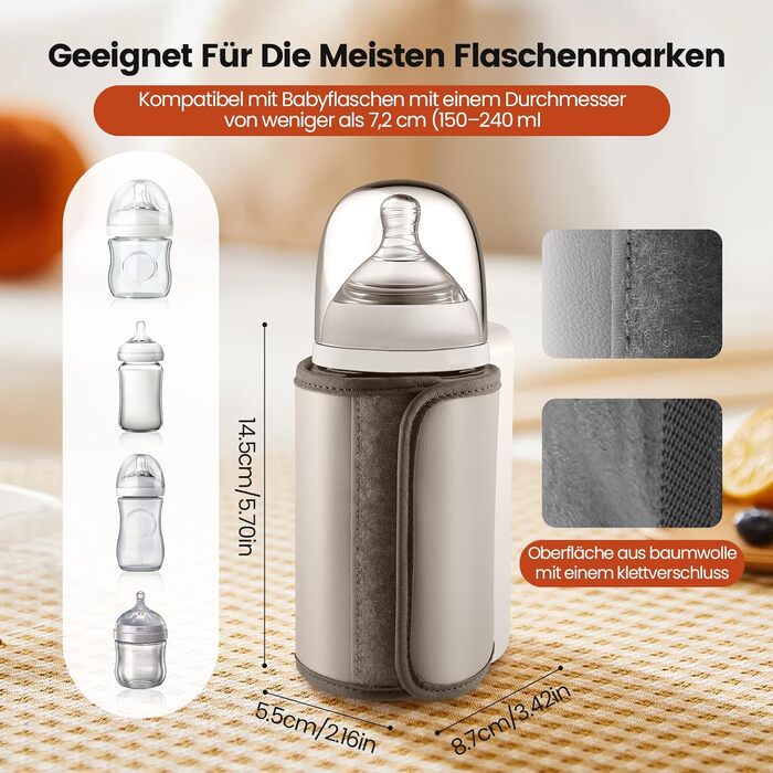 Портативний підігрівач для пляшечок Baby, білий, з LCD-дисплеєм, акумулятор 6000mAh, 48 годин термоізоляції