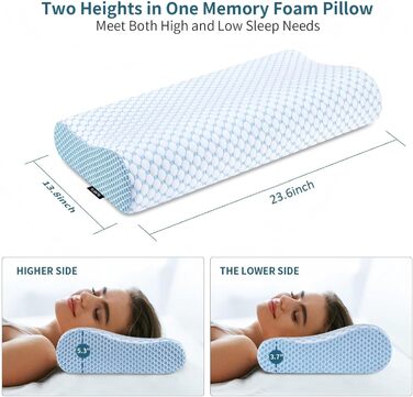 Ортопедична подушка під шию для зняття болю, Memory Foam, підтримка для сну на боці, спині та животі, охолоджуюча, ергономічна