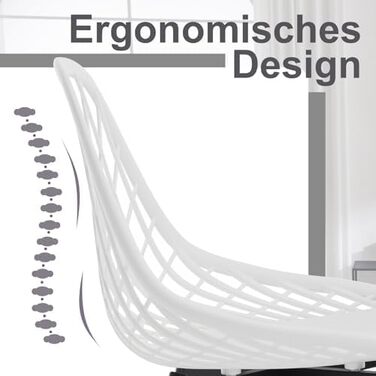 Стілець для їдальні, кухні, вітальні, балкон - сучасний, білий, пластик, металеві ніжки, комплект з 8 шт. K0018EZS-4