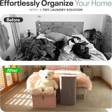 Кошик для білизни Nest Zest 100L з кришкою, 2 відділення для сортування, з інструкцією по догляду та 2 знімними внутрішніми кишенями, з бамбуковим обідком, Оксфордська тканина (Сірий)