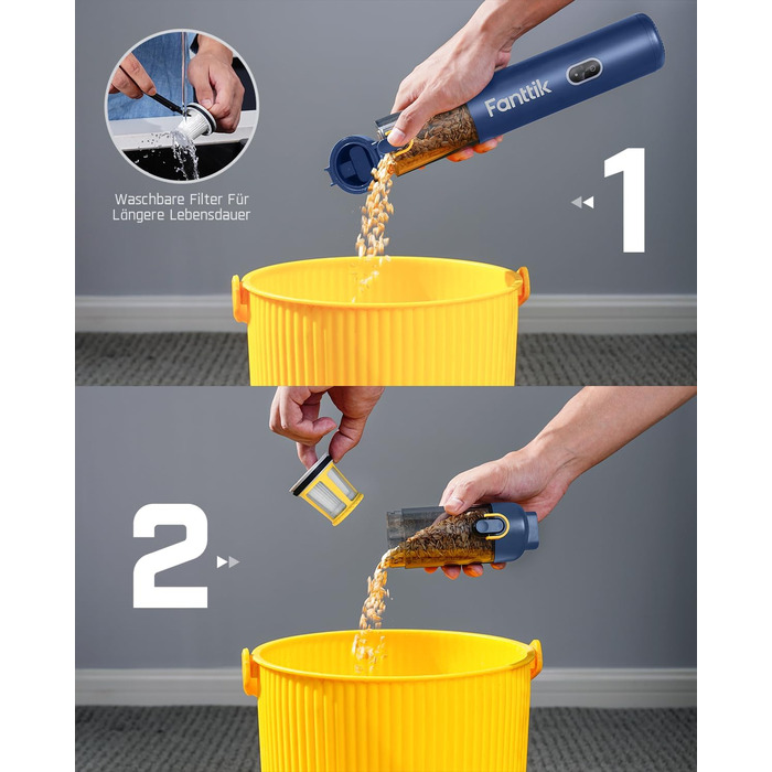 Аккумуляторний автомобільний пилосос Fanttik Slim V8 APEX, портативний ручний міні-пилосос 4-в-1 RobustClean™, 19000 Па/45 AW, 2 режими всмоктування, для авто, офісу та клавіатур (Синій)