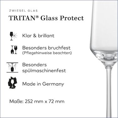Набір для романтичного вечора Zwiesel Glas Date Night Pure (4 шт.): келихи для шампанського (297 мл) та червоного вина (540 мл), Tritan®-кришталь, Made in Germany