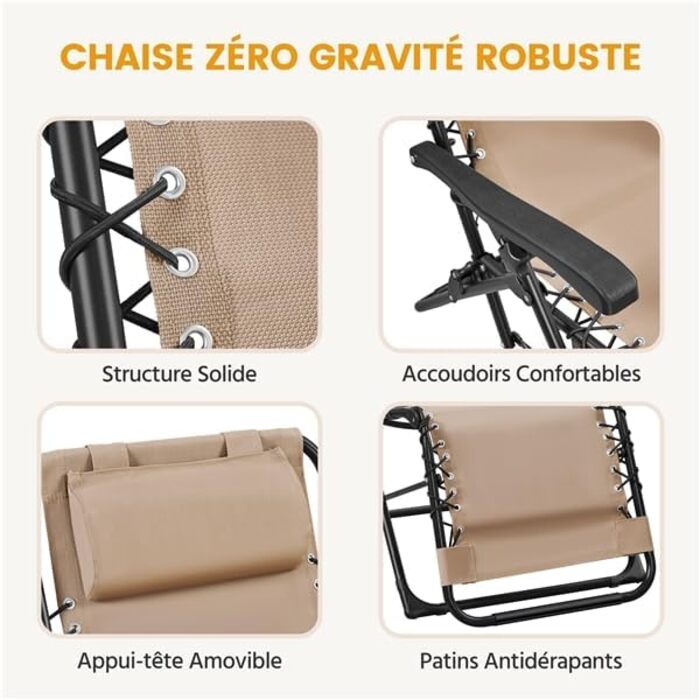 Розкішна лежанка Yaheetech для відпочинку: складана садова лежанка з подушкою та тримачем для напоїв (Бежевий)