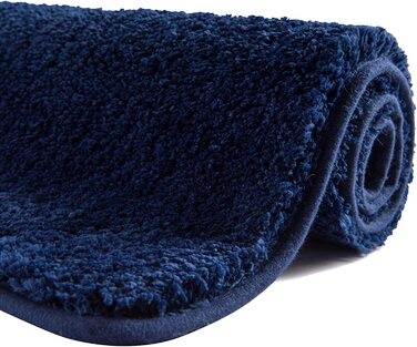 Килимок для ванної SFLXO 80 см x 50 см Нековзний Килимок для ванної Можна прати в пральній машині килимок для ванної М'які водопоглинаючі килимки для ванної Пухнастий килимок з мікрофібри для ванної Багаторазовий (темно-синій, 120 см x 70 см)