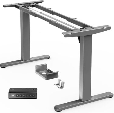 Регульований стіл-підставка HUANUO з безщітковим мотором, вантажопідйомність 100 кг, для стільниць 110x200 см (сірий)