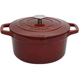 Чавунна жаровня-Жаровня з кришкою реактивного червоного кольору - 24 см / 4,7 л-емальована-Жаровня-Голландська духовка - для приготування їжі