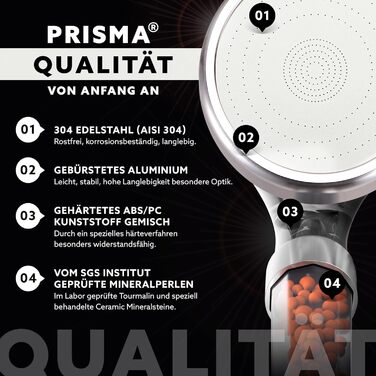 Насадка для душу Prisma: потужний струмінь, економія води, 3 функції, фільтр, дощова лійка, ручна лійка, масаж. Комплект з шлангом 160 см.