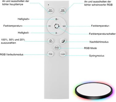 Стельовий світлодіодний світильник Ikodm RGB 24 Вт, з регулюванням яскравості 3000K-6000K, функція пам'яті, нічник, чорний