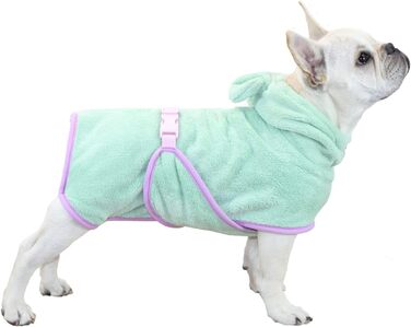 Купальний халат для собак BT Bear, супер вбираючий, швидковисихаючий, халат з мікрофібри, купальний рушник з капюшоном для цуценят, маленьких собак розміром з восьминога (розмір) (L, зелений)