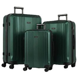 Набір валіз FERGÉ 3 шт. з жорстким корпусом, TSA-замок, Канни. Валіза-тролей, набір (ручна поклажа, L, XL). 3 шт. валізи з жорсткого корпусу, роликові валізи, 4 м'яких коліщатка - дуже міцний валіза з полікарбонату. Набір смарагдової серії