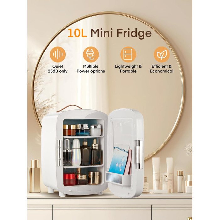 Міні холодильник FOHERE 10 л (12 банок), білий: для косметики, напоїв, авто, офісу