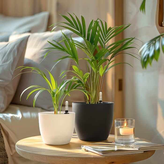 Набір горщиків для квітів T4U 15 см з автополивом та індикатором рівня води (4 шт.) - білий