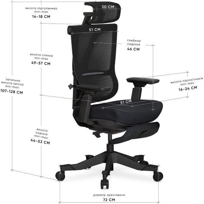 Крісло Mealux S6 Air Fabric Black (арт. HF-S6 F/B)