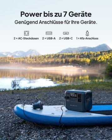 Портативна електростанція BLUETTI AC70, 768Wh LiFePO4, 2x1000W AC, 100W USB-C, швидка зарядка, для кемпінгу та резервного живлення (відновлена)