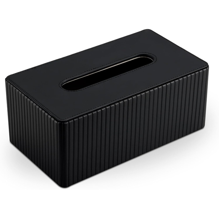 Стильна коробочка для серветок KingFOM з PU шкіри, чорного кольору, прямокутної форми - для вітальні, ванної кімнати та офісу