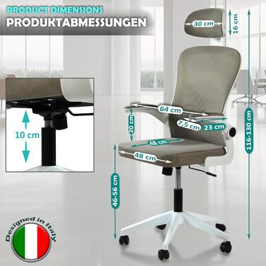 Офісний крісло Sesto Senso Ergo з підтримкою попереку та регульованими підлокітниками. Крісло для керівника з регульованою підголівником (світло-сірий)