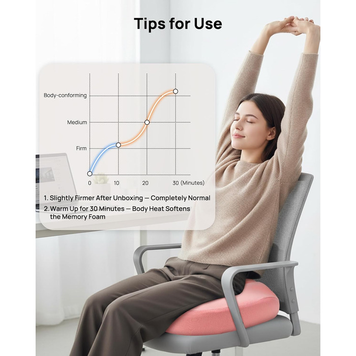 Ортопедична подушка-кільце Feagar для сидіння, ергономічна подушка-пончик від геморою, ішіасу та для післяпологового відновлення, регульована (Рожева, стандарт 60-100 кг)