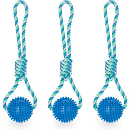 Іграшковий м'ячик для собак Relaxdays, набір з 3 шт. , Ø 8,5 см, догляд за зубами, синій (макс. 50 символів)