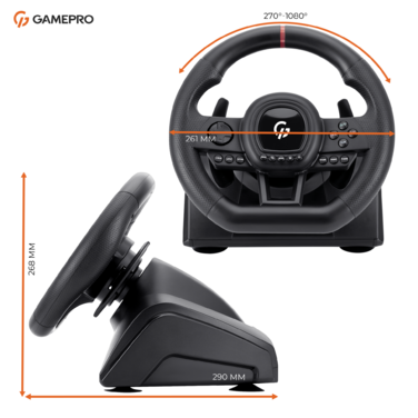 Ігрове кермо GamePro RW038PM з педалями та коробкою передач PC/XBOX360/XBOXONE/SWITCH/PS3/PS4